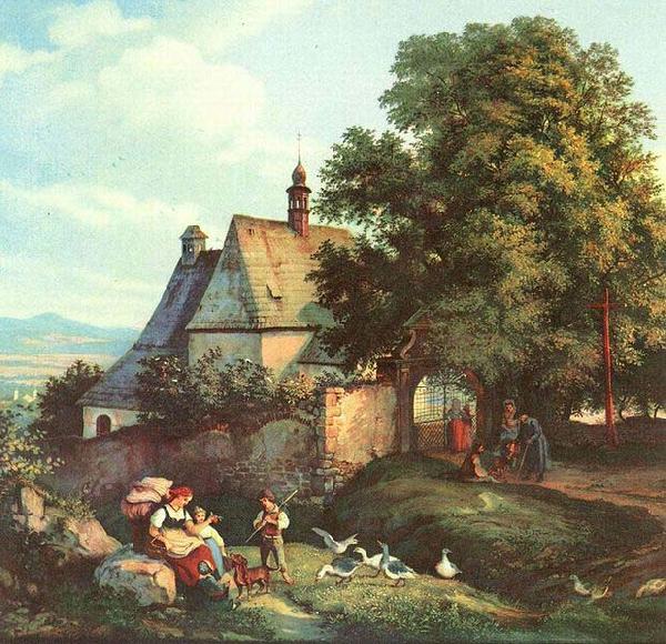 Adrian Ludwig Richter St.-Annen-Kirche zu Graupen in Bohmen Norge oil painting art